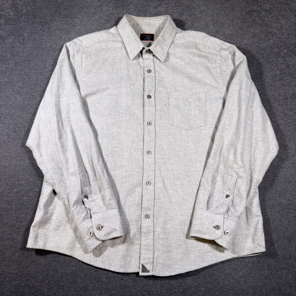 UNTUCKit Button Down Shirt Mens XL Gray Flannel Cotton Long Sleeve Casual Pocket